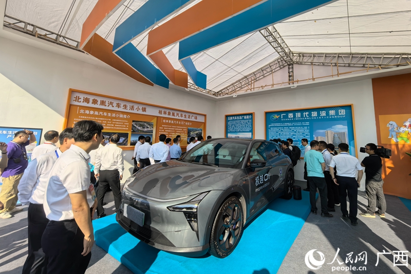 在廣西現(xiàn)代物流集團展區(qū)，嘉賓了解汽車生活服務(wù)平臺建設(shè)情況。人民網(wǎng)記者 覃心攝
